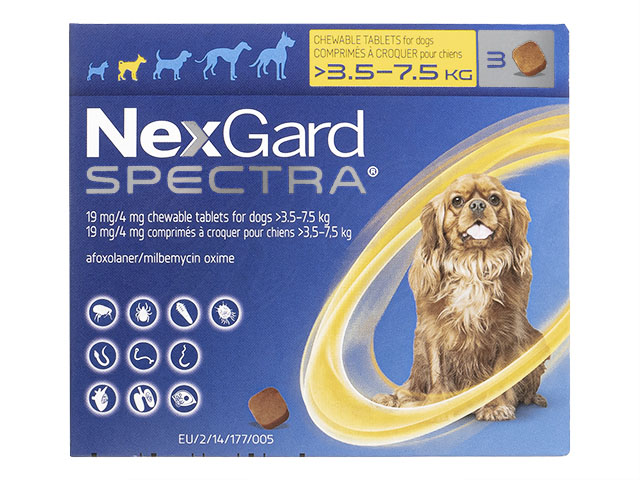 NexGard Spectra Chewable Tablets for Dogs 3.5-7.5kg 3tablets