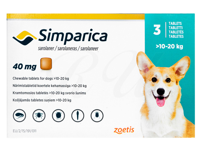 シンパリカ40mg 10 kg ノミ ダニの駆除 犬用 ペット医薬品個人輸入うさパラ通販