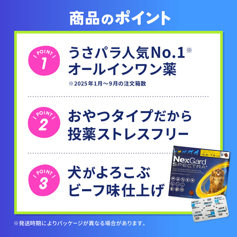 ネクスガードスペクトラ（30～60kg）通販｜フィラリア予防薬｜犬